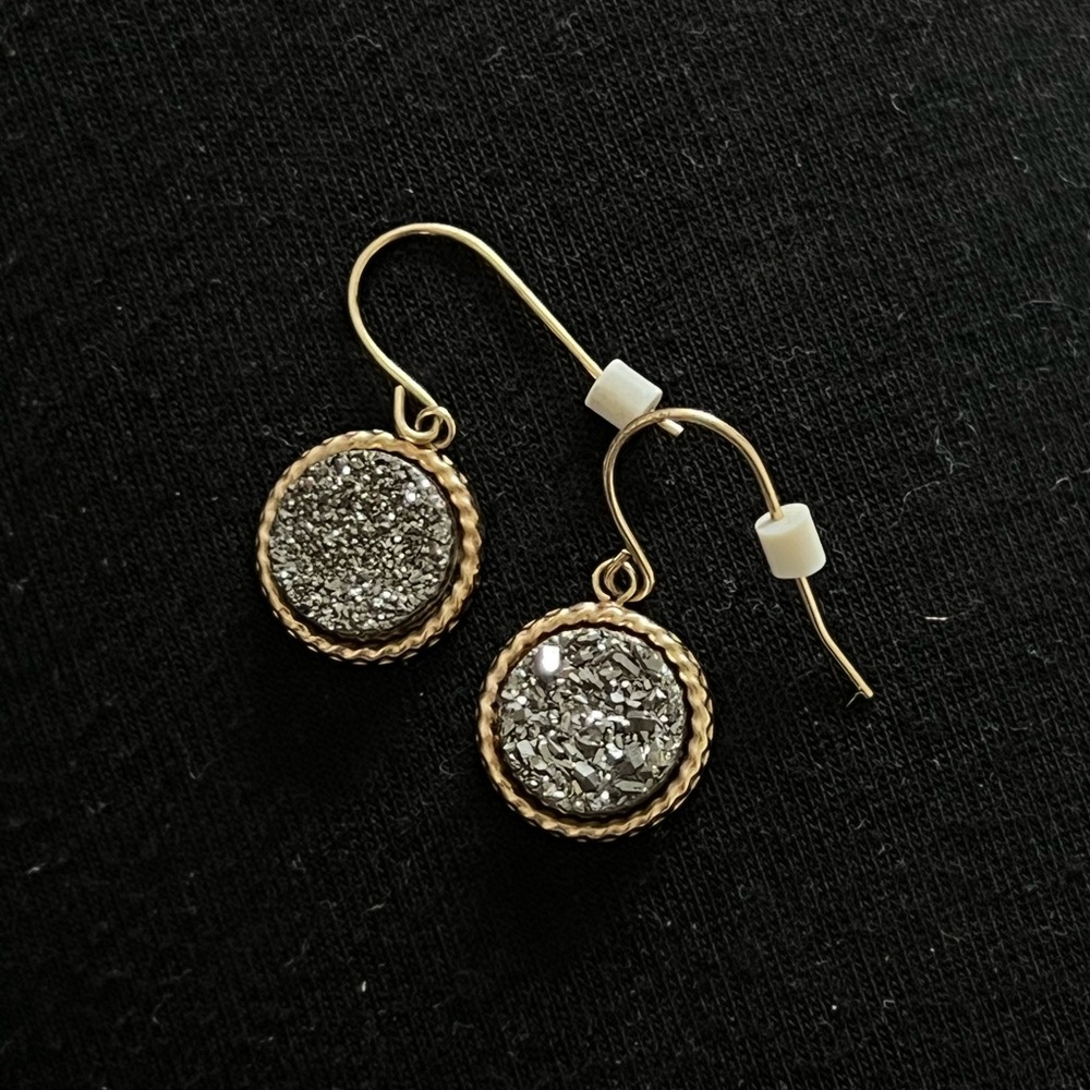 14k gold druzy stone earrings